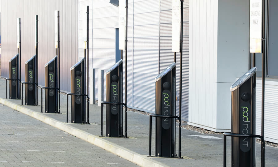 EV charging bays alongside a London Gateway unit